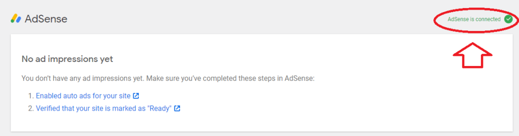 adsense is connected.